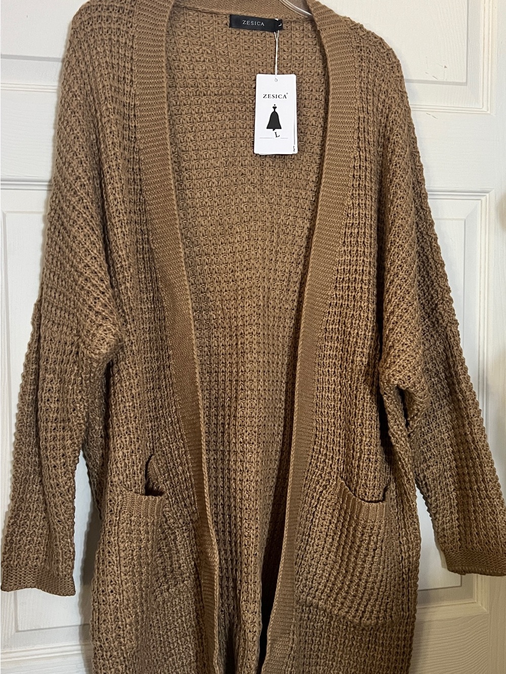 Zesica Women's Open-Front Chunky Knit Cardigan in Brown SIZE LG
